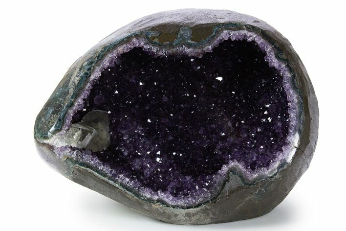 Glistening Deep Purple Amethyst Geode with Calcite #345943